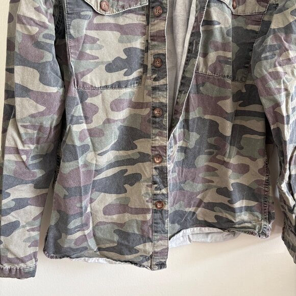 Topman Long Sleeve Front Button Canvas Shirt Camo Green Men’s Size M - Picture 4 of 8